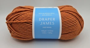 Draper James Cozy Wool Yarn "Leather Brown" Merino Blend 3.52oz/142yds Weight#4 - Picture 1 of 9