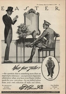 Ed V Price Co - Trajes para hombre - 1918 - Pascua - Quién es tu sastre - Esmoquin soldado - Imagen 1 de 1