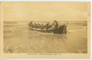 1913 Vesterhavet Denmark lifeguards in rescue boat - posted Copenhagen - Imagen 1 de 2