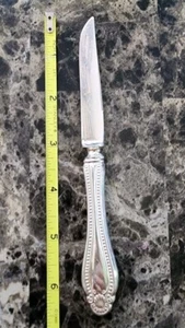VINTAGE BEADED SHELL TIPPED SILVERPLATE HANDLED FRUIT KNIFE 🥑🥝🍉🥭🍎🍊 - Picture 1 of 6