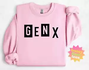 Gen X Block Sweatshirt | Funny Generation X Shirt | Vintage 80s Style Tee for No - Picture 1 of 26