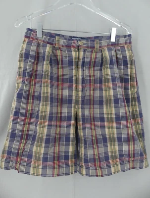 Polo Ralph Lauren 32 Shorts Tyler Pleated Chino Blue Plaid Check Cotton - Image 1 of 4
