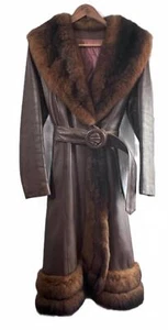 Vintage 1970s Rajac Leather Coat | Fur Trim | Princess Cut | Boho Luxury | S - Picture 1 of 9