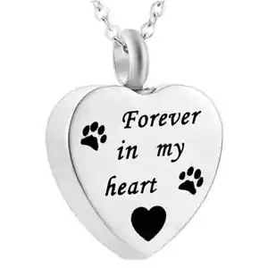 Pet Heart Paws Cremation Urn Necklace Pendant Ashes Locket Keepsake Memorial - Picture 1 of 3