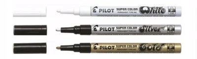 Pilot Super Color Marker Pen Metallic Paint Pen Gold Silver White - FINE TIP