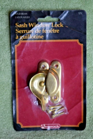 NIP Vintage Amerock Solid Brass Sash Window Lock 527C SUP-36402 Cover