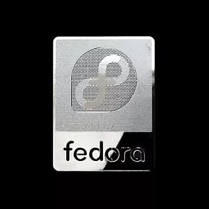 Powered by fedora Linux Metal Decal Sticker - Picture 1 of 6