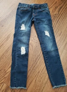 Cat And Jack Denim Jeggings with torn Lace Size 8 Girls Jeans - Picture 1 of 6