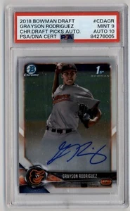 Bowman Draft Chrome 2018 #CDAGR Grayson Rodriguez Auto 1st PSA 9 Auto 10 - Imagen 1 de 2