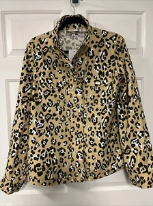 Kim Rogers Water Jacket Outerwear Tan Coat Animal Print Anorak XL NWT - Picture 1 of 16