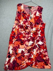Dana Buchman Womens Dress Sleeveless Orange Purple Floral Stretch Ruch Wrap 3X - Picture 1 of 11