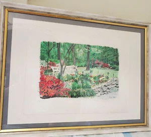 Original Signed Garden Painting Home Decor - Imagen 1 de 6