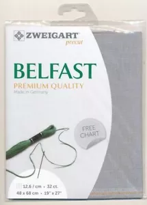 Zweigart Precut Belfast 3609, 32Ct/12.6St 48x68cm Linen Pearl Grey - Picture 1 of 1