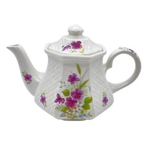 Vintage Sadler Windsor floral teapot England Pansy weave trellis finish violets - Picture 1 of 10