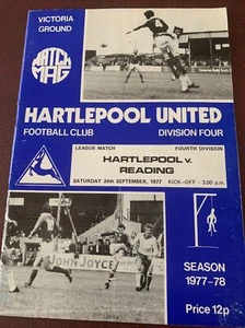 1977 Hartlepool United V Reading Football Soccer Match Programme - Picture 1 of 3