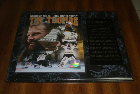 2011 BOSTON BRUINS STANLEY CUP CHAMPIONS TIM THOMAS MVP PHOTO PLAQUE Cover