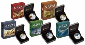 Tuvalu 2010-2011 Famosas Batallas Navales Juego de 5 Monedas 5x1 OZ Moneda de Plata Perth Mint - Imagen 1 de 6