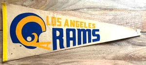 Los Angeles Rams 1970s Two Bar Facemask NFL Football 30" Full Size Pennant - Foto 1 di 6