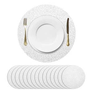 16 Stück runde Einweg-Tischsets in Sternform, silberfarben, 33 cm Netzmatten - Bild 1 von 6