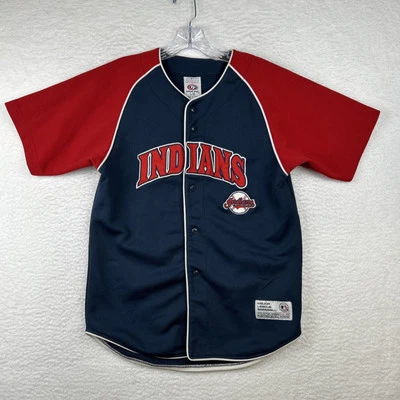 True Fan Cleveland Indians MLB Baseball Jersey Button Up Embroidered Youth Large - Image 1 of 4