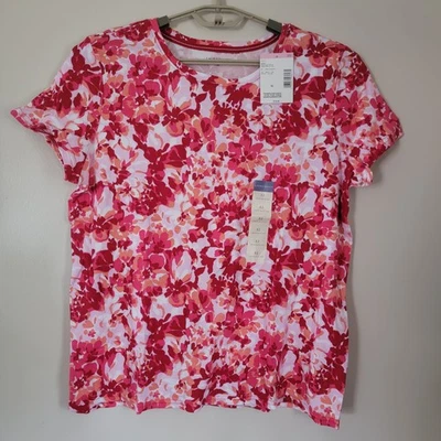 Camiseta Laura Scott Mujer Floral Manga Corta Cuello Redondo Tango Rojo XL Foto 1 de 3