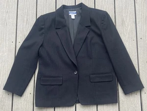 Vintage Pendleton hergestellt in den USA schwarz Schurwolle Blazer Größe 14 zierlich gefüttert Mantel Jacke - Bild 1 von 14