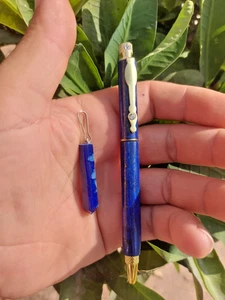 Natürlicher Lapislazuli Stein Kugelschreiber mit passendem Anhänger Luxus Geschenkset - Bild 1 von 16
