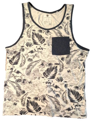 CAMISETA SIN MANGAS PARA HOMBRE: On The Byas Floral Estampado de Peces de Palma Ajuste Regular Tropical GRANDE L Foto 1 de 2
