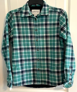 Orvis karierte Damen-Flanelljacke mit Druckknopfkragen, Small. 1173730. Teal. - Bild 1 von 12