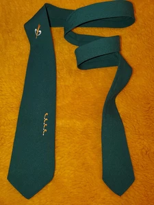 Años 50 ~ DE COLECCIÓN ~ CORBATA SUPERBA ~ VERDE con COBRE-BLANCO ~ BORDADO ~ 52" - Imagen 1 de 3
