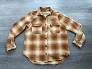 BILLABONG A/Div Forge Women’s Light Brown Fleece Shacket Relaxed Fit Size Small - Picture 1 of 11