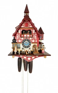 Kuckucksuhr Schwarzwaldhaus mit beweglichen Biertrinkern SC 8TMT 1222/9 NEU - Picture 1 of 1