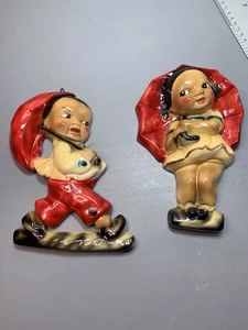 Black Americana Chalkware 1950 Black Sambo & Sally Potholders So Cute - Bild 1 von 22