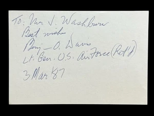 Benjamin O Davis Jr Tuskegee Airmen Army General signed Autogramm 4x6 Karteikarte - Bild 1 von 2