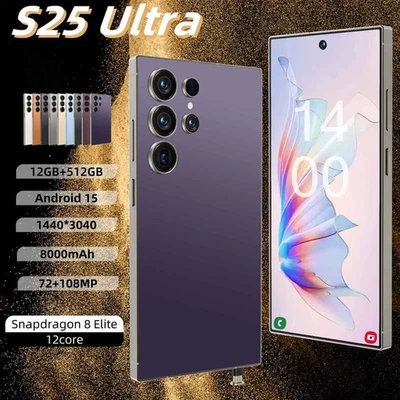 Unlocked S25 Ultra 5G Smartphone 7.3" Android Mobile Phones Dual SIM 12GB+512GB - Image 1 of 4