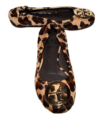 Tory Burch Reva Leopard Print Calf Hair Leather Cushioned Ballet Flats Size 6M - Image 1 of 4