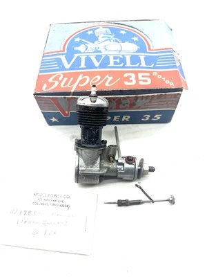 Vintage Vivell gasbetriebener Super 35 Flugzeugmotor mit Box M3 - Bild 1 von 4