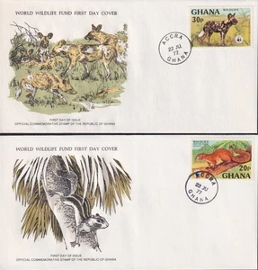 F-EX60811 GHANA WWF 1977 FDC SPECIAL PRINTING WILDLIFE HYENE SQUIRREL MANATEE - Picture 1 of 2