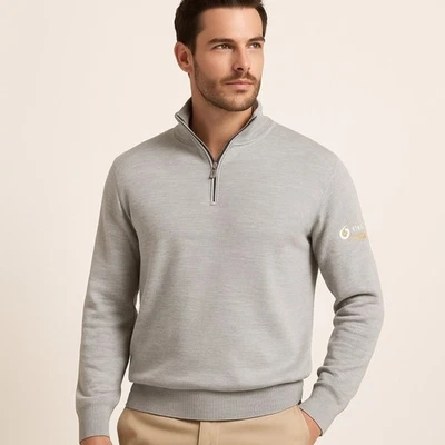 Callaway Men’s Large Half Zip Sweater Gray Wool Blend Knit Golf Pullover - Image 1 of 4