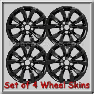 Black Chrysler 300 Wheel Skins Hubcaps 2015-2020 17" Black 300 Wheel Covers - Picture 1 of 2