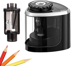 Electric Pencil Sharpener, AA Battery/USB Powered, Heavy-Duty Sharp Helical Stee - Picture 1 of 7