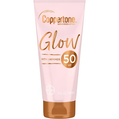 Loción protectora solar Coppertone Glow with Shimmer, protector solar FPS 50, 5 fl oz... Foto 1 de 3
