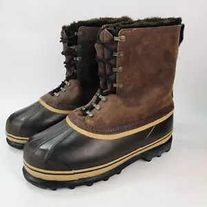 Sorel Mens 11 Boots Dominator Brown Leather Outdoor Snow Waterproof Winter Duck - Picture 1 of 11