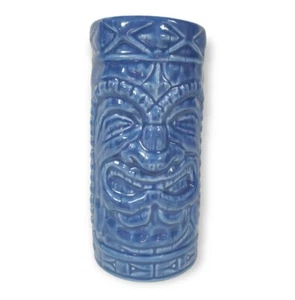 Home Blue Pottery Tiki Bar Mug Surfer Party Island Luau Orchid Vase Drink Cup - Picture 1 of 5