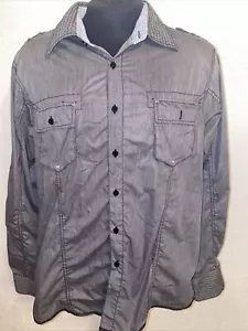 Sovereign Code Shirt XL Gray Woven Pleasure Indigo Chambry Casual Modern - Picture 1 of 19