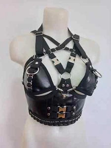 Underbust Elastic Harness with Faux Leather & Detachable Bra – Versatile Design - Picture 1 of 3