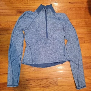 Lululemon Cropped 1/2 Zip Heathered Blue Size 4 - Picture 1 of 7