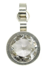Modernist Kupittaan Kulta Finland 925S Sterling Silver Crystal Round Pendant - Picture 1 of 8
