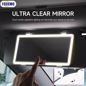 Car Mirror Sun Visor Plate LED Rechargeable Light Universal Vanity Mirror - Picture 1 of 14
