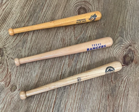 LOT OF 3 MLB MINI BATS - TORONTO BLUE JAYS - TEXAS RANGERS - COLORADO ROCKIES Cover